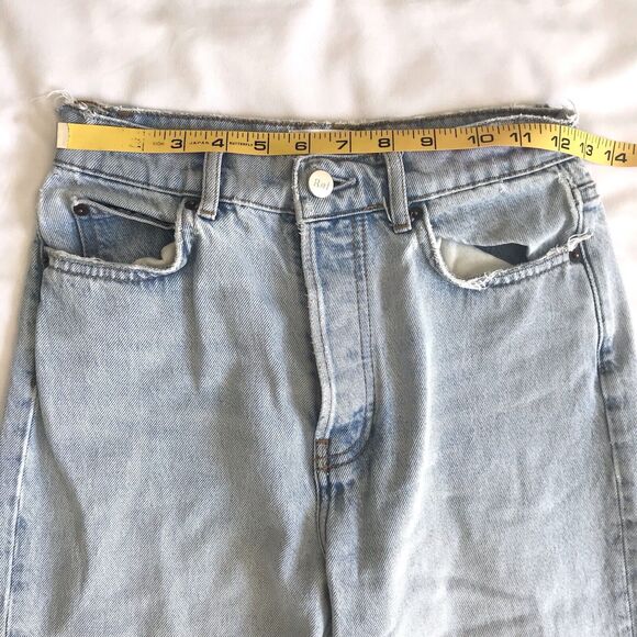 REFORMATION Womens Crop High Rise Tahoe Destroyed Distressed Jeans Blue Sz 24 - Picture 9 of 12